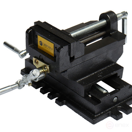 Тиски станочные ER-191100 с винтовыми механизмами для регулировки направления "вперед-назад", "лево-право" 4"-100мм чугунные ЭВРИКА /1 NEW