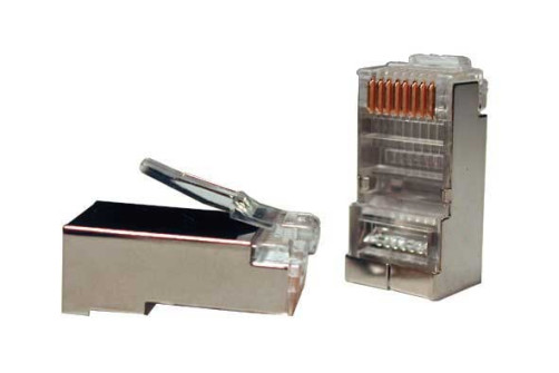 PLUG-8P8C-U-C5-SH-100 Разъем RJ-45(8P8C) под витую пару, категория 5e (50 µ"/ 50 микродюймов), экранированный, универсальный (для одножильного и многожильного кабеля) (100 шт)