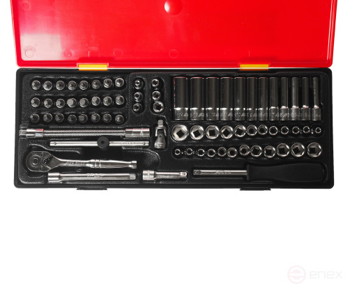 Набор головок 1/4" комбинированный 73 предмета в кейсе JTC