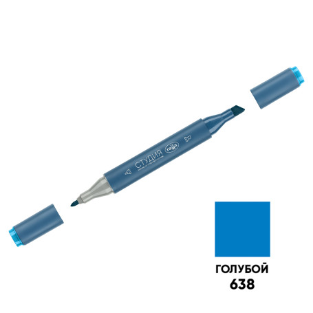 Double-sided marker for sketching Gamma "Studio", blue, triangular body, bullet-shaped/wedge-shaped. tips