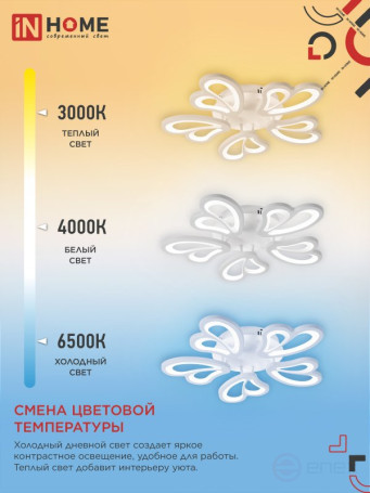ELEGANT IRIS LED Lamp 90W 230V 3000-6500K 550x525x85mm with remote control white IN HOME