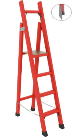 CCC-2.2M dielectric stepladder with symmetrical support, metal ends (Soft ground), h=2200mm, h of the working platform=1300mm, step 4