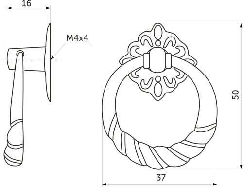 Ручка меб. кнопка мет. K130-G4 старое золото, AKS