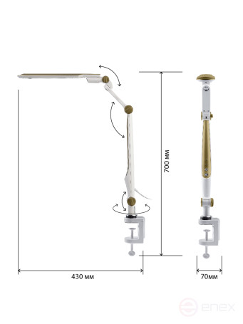 Настольный светильник ЭРА NLED-496-12W-G светодиодный на струбцине золото