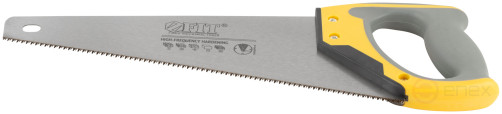 Hacksaw on wood, small red-hot tooth 12 TRI, 3D sharpening, 3K layer.Rubberized handle, 350 mm Pro
