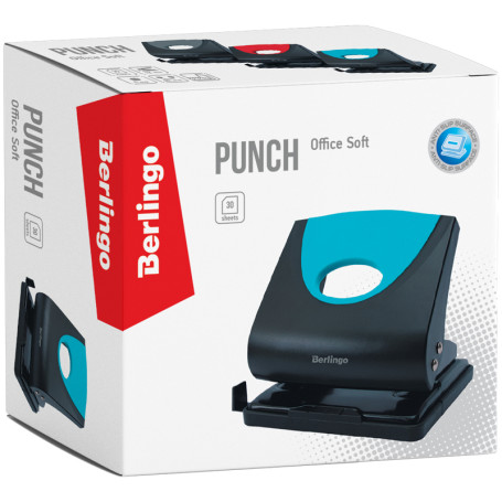 Berlingo "Office Soft" hole punch 30 l., plastic, assorted, with ruler