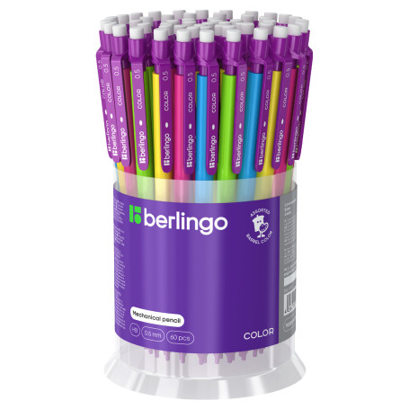 Карандаш механический Berlingo "Color" 0,5 мм, с ластиком, ассорти