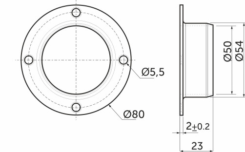 Крепление (розетка) трубы d50, хром AKS