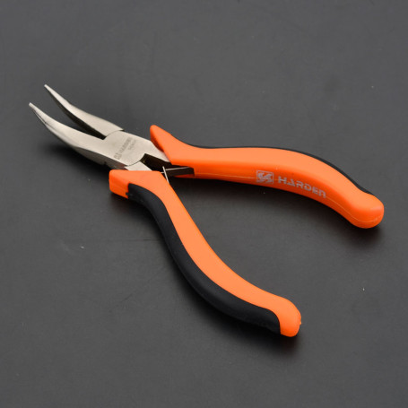 Long pliers for precision work, curved, CRV, 125 mm.// HARDEN