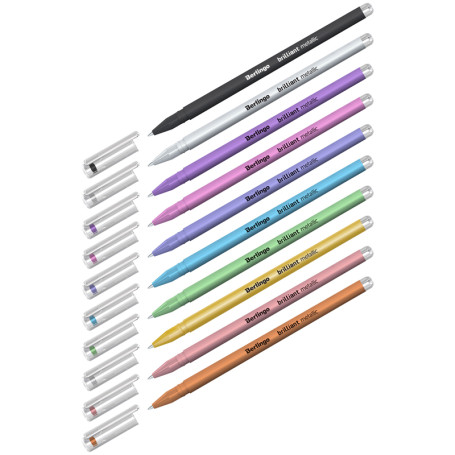 Berlingo "Brilliant Metallic" gel pen set 10 pcs., 10 colors, 0.8 mm, assorted case