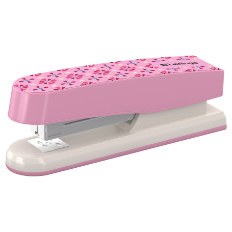 Stapler No.24/6, 26/6 Berlingo "Silk Touch", up to 20 liters, plastic case, pink