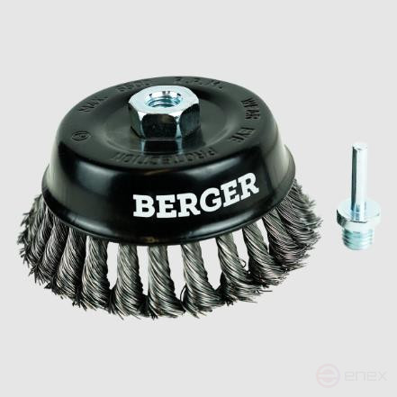 Bowl-shaped cord brush (0.5 mm twisted galvanized steel, 125 mm diameter, M14 nut + 6 mm shank) BERGER BG1745