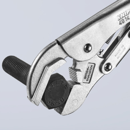 Universal manual clamp for heavy lifting. conditions, with rotary sponge, dimensions: circle 43 mm, square 42 mm, key 45 mm, L-250 mm, zinc
