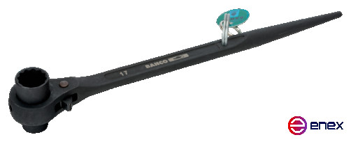 Key for scaffolding with ratchet with metal. mounting ring, 15 - 17 mm