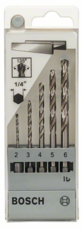 Set of 5 metal drills HSS-G, DIN 338 2; 3; 4; 5; 6 mm