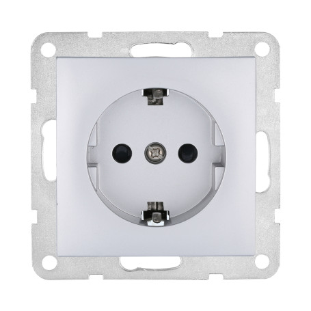 Розетка с з/к, со шторками (серебристый металлик) LK60