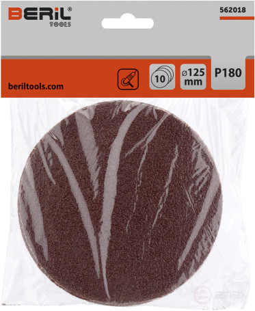 Waterproof sandpaper for Velcro P180 D125 (10 pcs) BERIL