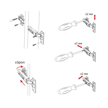 Петля накладная с доводчиком 45мм h0 clip-on AKS LIGHT