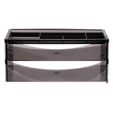 Paper tray horizontal STAMP "Field", set of 2 pcs. + organizer, tinted grey