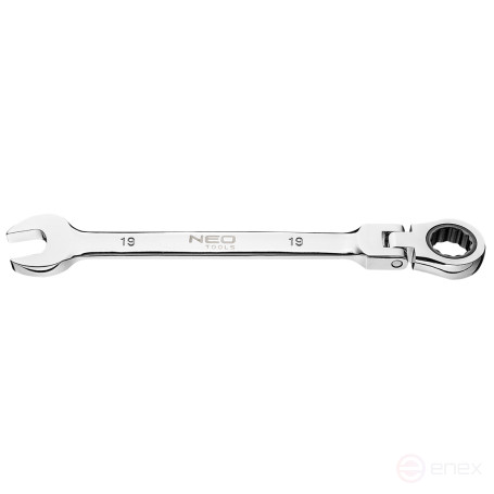 Ключ комбинированный с трещоткой, 19 x 250 мм