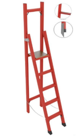СВД-1,8АМ с вертикальной опорой диэлектрическая стеклопластиковая стремянка, абразивное покрытие ступеней, металлические оконцеватели (Мягкий грунт), h=2700мм, h рабочей площадки=1800мм, ступ.5