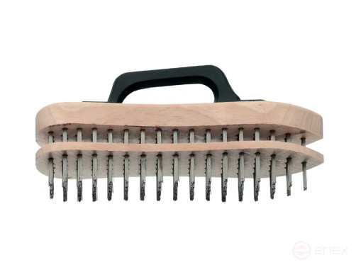 Щетка ручная, 5 рядная, 225х55 мм, стальная проволока STA 0,35 мм, высота ворса 38 мм