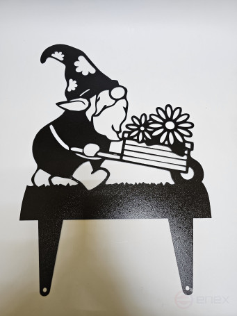 Large garden figurine "Gnome with a cart and flowers"
