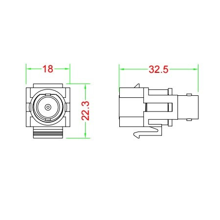 KJ1-BNC-D-WH Keystone Jack Format Insert with BNC, D type, ROHS adapter, white