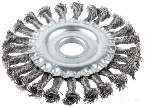Корщетка-колесо, посадочный диаметр 22,2 мм, стальная витая проволока 125 мм, блистер