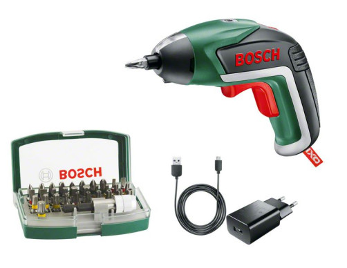 Rechargeable screwdriver with lithium-ion battery Set of bits IXO