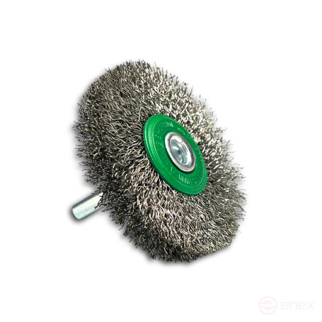 Cylindrical corrugated brush, D70*13 mm, shank 6 mm, stainless corrugated wire ROF 0.20 mm