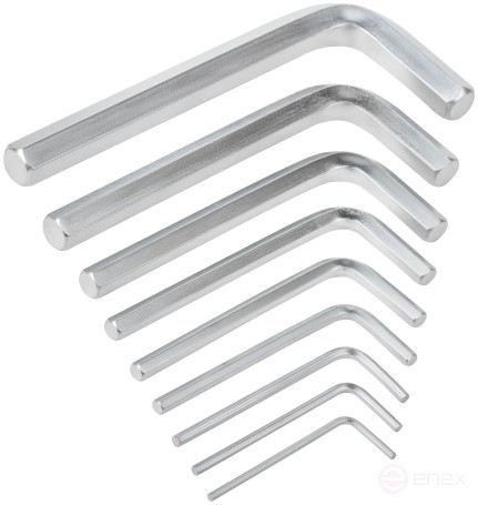 Ключи шестигранные, CrV сталь, 9 шт., 2-12 мм, в пластиковом держателе