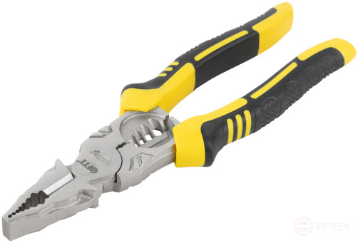 Плоскогубцы комбинированные многофункциональные, эксцентриковый шарнир, прорезинен. ручки, Профи 200 мм