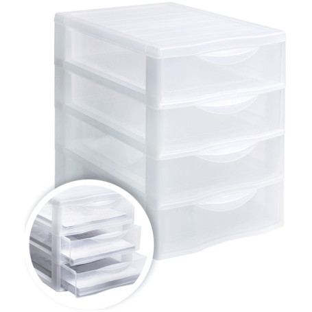 Universal STAMM box, 4 compartments, transparent trays