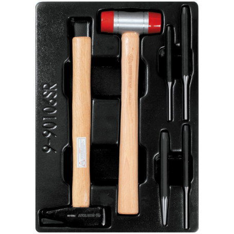 Set of gouges and core with hammers, base, 6 pieces KING TONY 9-90106SR