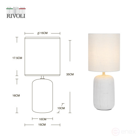 Rivoli Ramona 7041-501 Table Lamp 1 * E14 40W ceramic white with lampshade