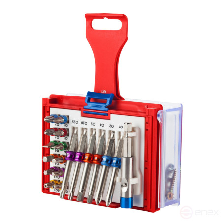 Набор вставок (бит) 1/4", PH, PZ, Hex, Torx, Slotted, 19 предметов МАСТАК 058-10019C