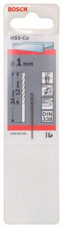 Drill bits for metal, HSS-Co , DIN 338 1 x 12 x 34 mm, 2608585838