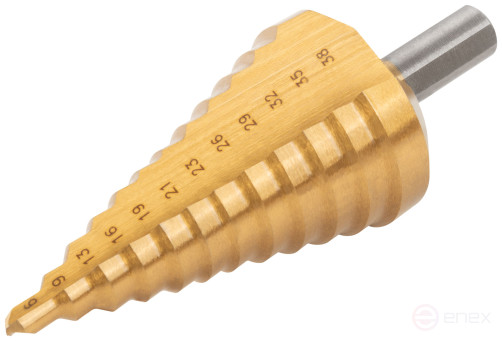 HSS step drill for metal, 12 steps, 6-38 mm