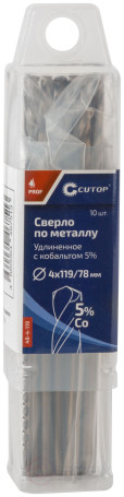 Сверло по металлу удлиненное CUTOP Profi с кобальтом 5%, 4 х 119 мм (10 шт.)