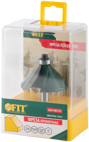 Фреза кромочная конусная с нижним подшипником DxHxL=50,8х27х65,3 мм