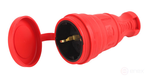 ERA R8-RED-IP44 rubber socket with earthing straight 16A IP44 red