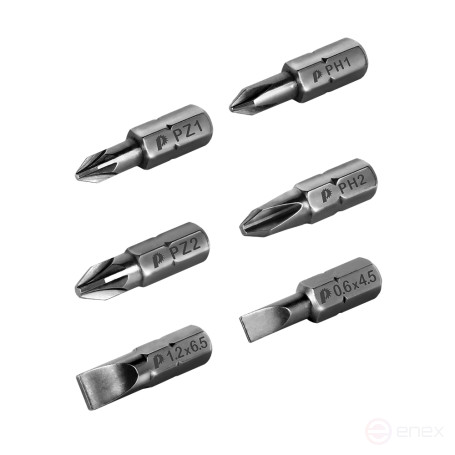 Set of PRACTICE "Profi" bits 6 pcs PH1,2; PZ1,2; SL 2 pcs x 25mm, blister (036-551)