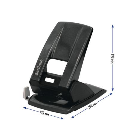 Berlingo "Power TX" 60 l. hole punch, metal, with lock and ruler, black