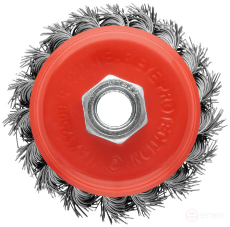 Корщетка-чашка, гайка М14, стальная витая проволока 75 мм, блистер