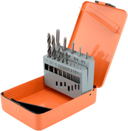 Set of taps M3-M8 and drills 1.0-7.0mm 14pr.(metal/f) BERIL
