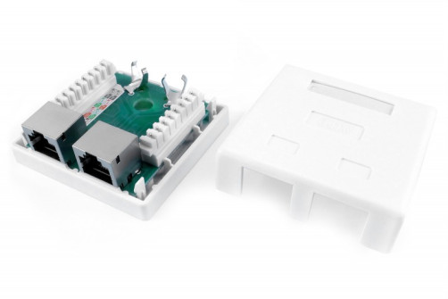 SB1-2-8P8C-C6-SH-WH Computer socket RJ-45(8P8C), category 6, shielded, Double, external, Dual IDC