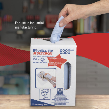 WypAll® X60 Протирочный материал - Рулон с центральной подачей / Синий (1 Рулон x 150 листов)