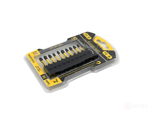 Набор бит Skole 10 предметов, PH1 (1шт), PH2 (3шт), PZ1 (2шт), PZ2 (2шт), PZ3 (1шт) S2 сталь BT17-10PC