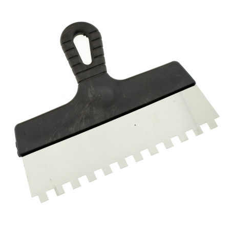 Шпатель зубчатый нержавеющий 250 мм, зуб 10х10 мм, ЧЕГЛОК (65)